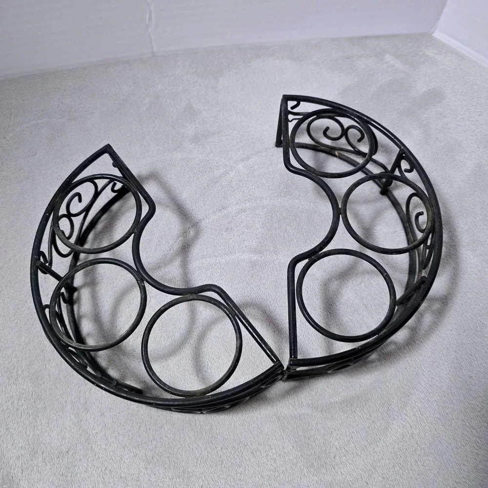 Vintage Black Metal 7-Candle Holder Folding Scrollwork Centerpiece